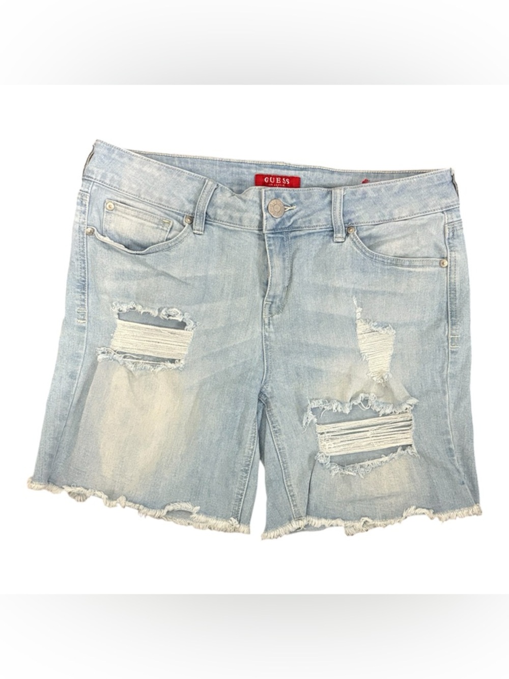 Guess Distressed Light Blue Denim Shorts
